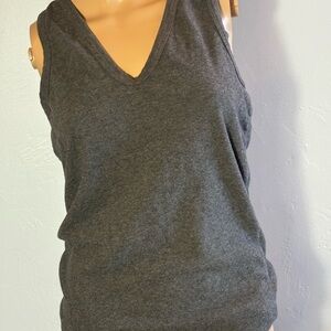 James Perse Charcoal V-Neck Tank Top Size Large